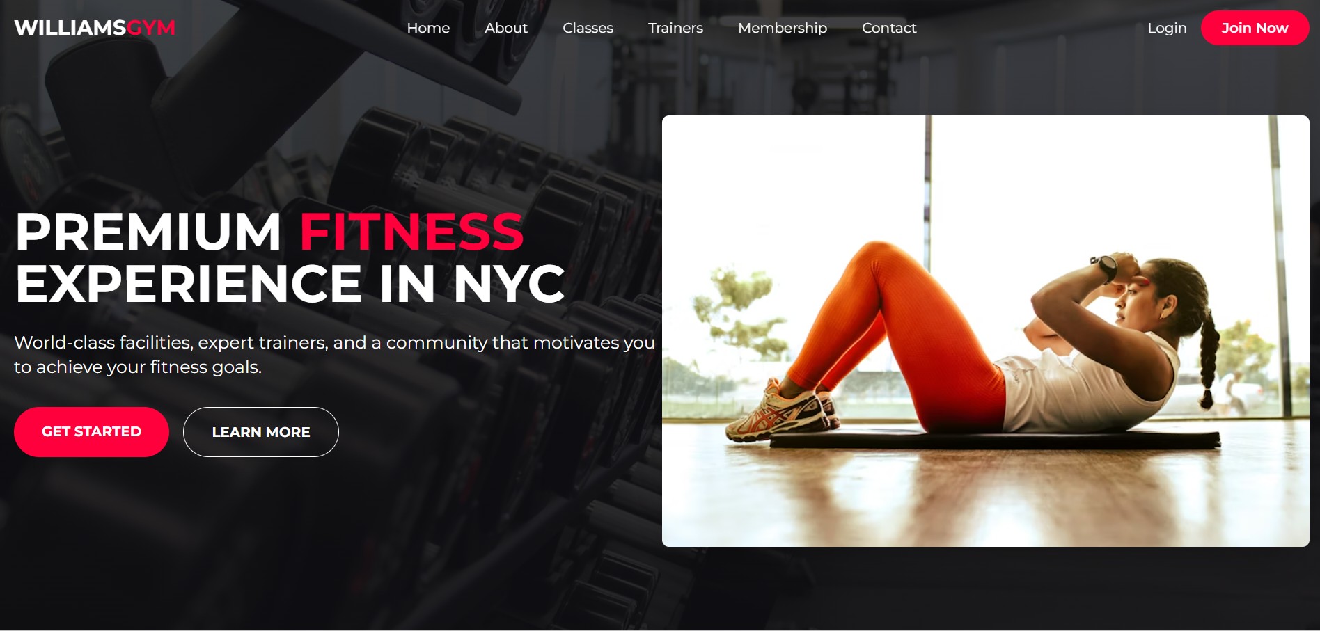 Fitness Center Website Portfolio